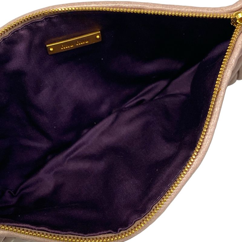 Miu Miu Clutch Matelasse Pink Beige Leather