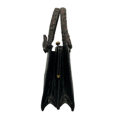Miu Miu Handbag Black Ribbon Pouch Embossed Leather