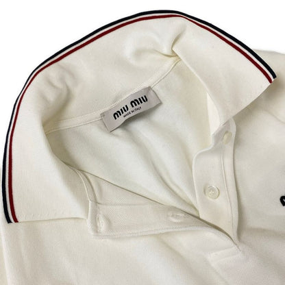 Miu Miu Long Sleeve Polo Shirt S White Navy Red Cotton