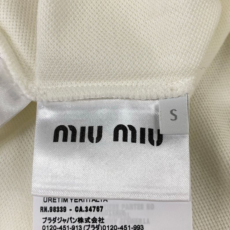 Miu Miu Long Sleeve Polo Shirt S White Navy Red Cotton