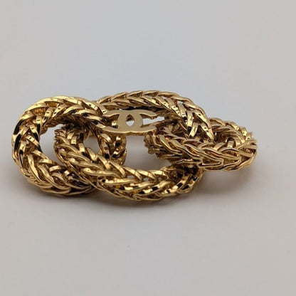 Chanel Brooch CC Logo Gold Ring 3 Rows Vintage