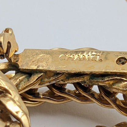 Chanel Brooch CC Logo Gold Ring 3 Rows Vintage
