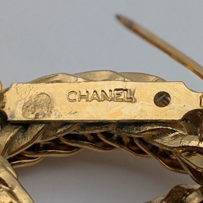 Chanel Brooch CC Logo Gold Ring 3 Rows Vintage