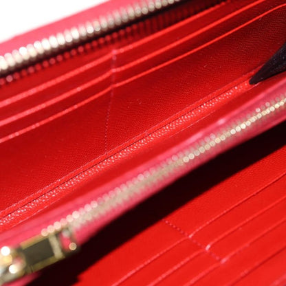 Saint Laurent Yves Cassandra Zip Around Wallet Card Case Red Leather Gold