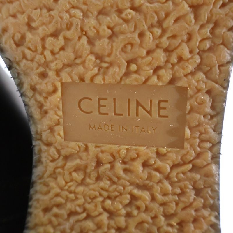 Celine Mouton Leather Boa Lining Long Boots Black