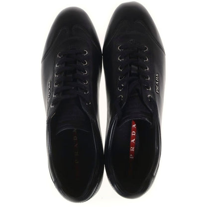 Prada Logo Leather Lace Up Low Cut Shoes Black