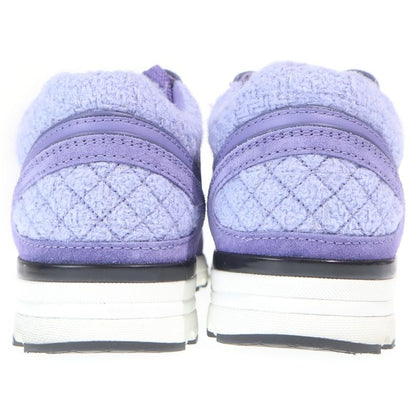 Chanel CC Logo Wool Tweed Low Cut Sneakers Purple