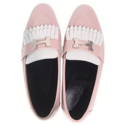 Hermes Moccasin Royal Calf Leather Loafers Shoes Pink