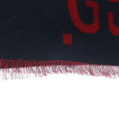 Gucci Jumbo Gglogo Wool Silk Scarf Red Navy