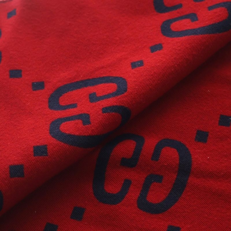Gucci Jumbo Gglogo Wool Silk Scarf Red Navy