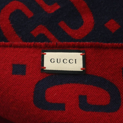 Gucci Jumbo Gglogo Wool Silk Scarf Red Navy