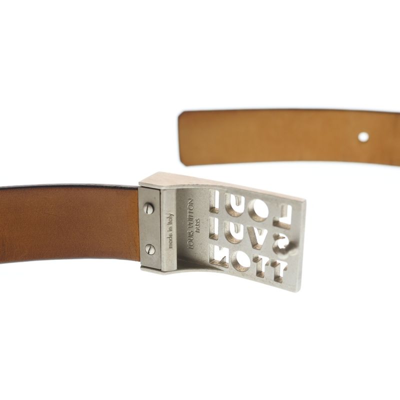 Louis Vuitton Ceinture Logo Buckle Belt Leather Black Brown Lst