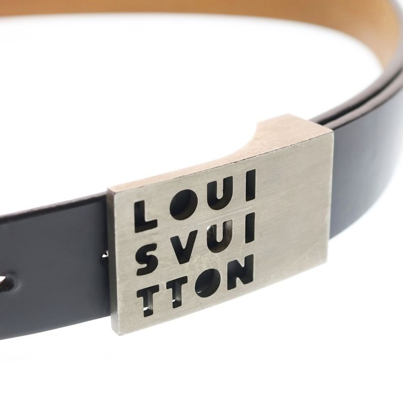 Louis Vuitton Ceinture Logo Buckle Belt Leather Black Brown Lst