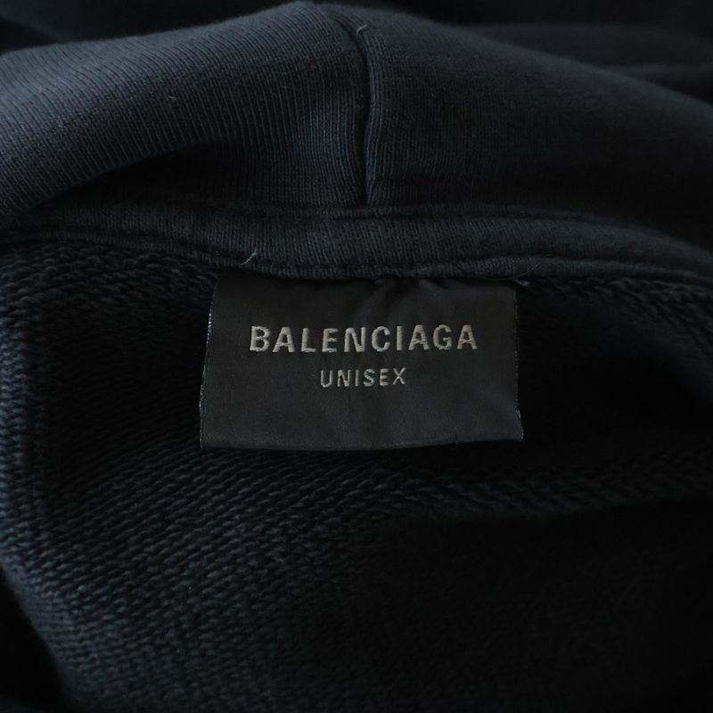 Balenciaga Large Fit Hoodie Printed Pullover Black