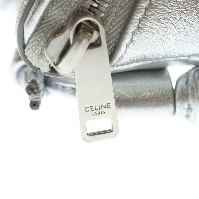 Celine Logo Printed Trumpet Shoulder Bag Print Silver