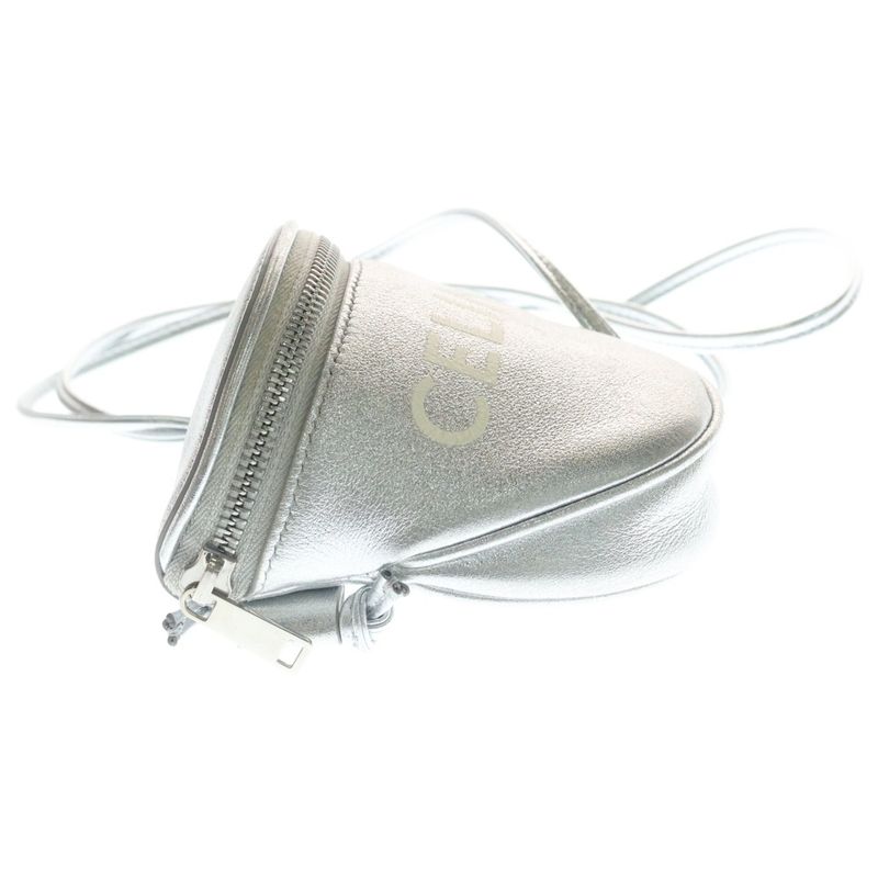 Celine Logo Printed Trumpet Shoulder Bag Print Silver
