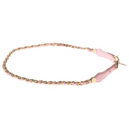 Chanel CC Logo Leather Chain Belt Pink Gold