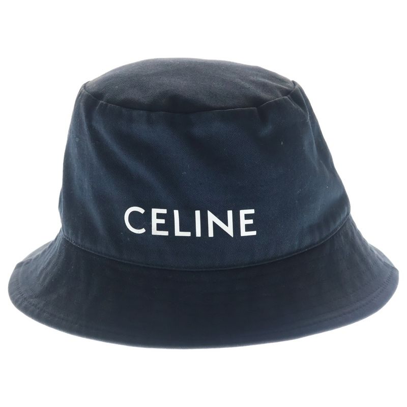 Celine Bucket Hat Logo Print Black