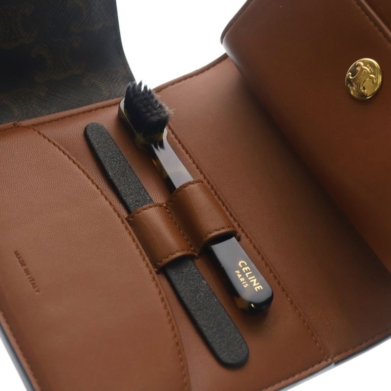 Celine Triomphe Canvas Travel Kit Pouch Brown