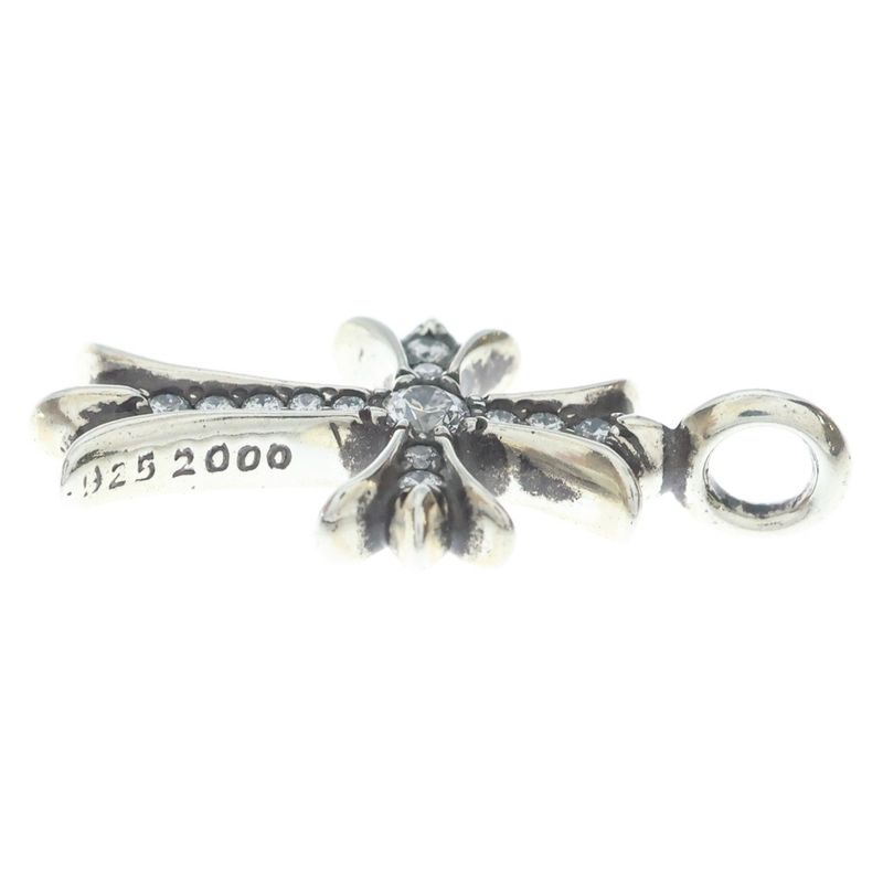 Chrome Hearts Tny Crsf P Dia Tiny Fat Cross Pave Diamond Pendant Top Silver