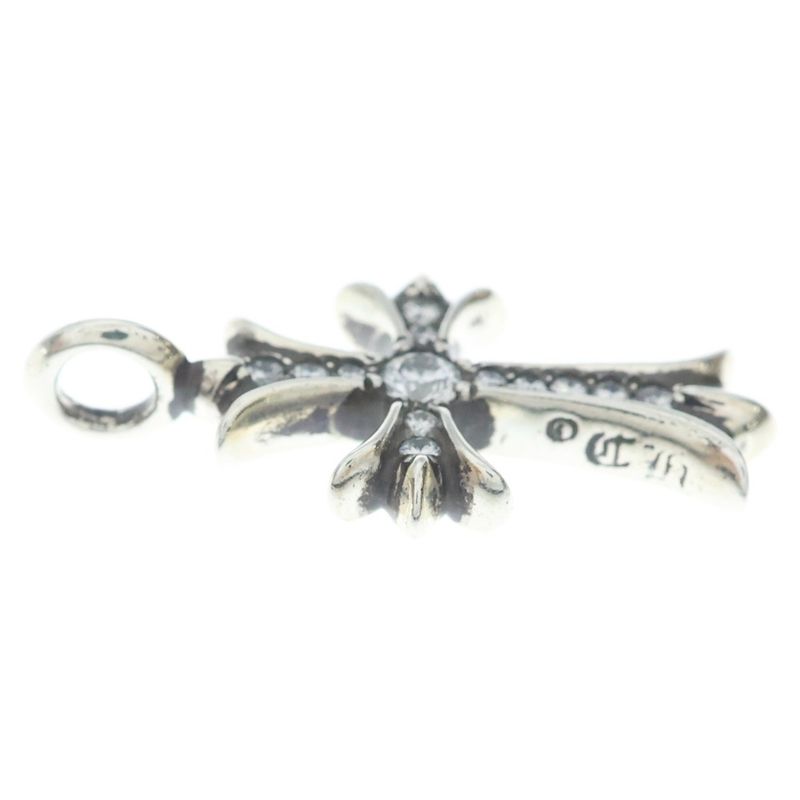 Chrome Hearts Tny Crsf P Dia Tiny Fat Cross Pave Diamond Pendant Top Silver
