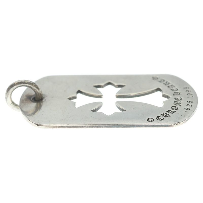 Chrome Hearts D Tag Lrg CO Crs Cutout Cross Dog Tag Large Pendant Top Silver