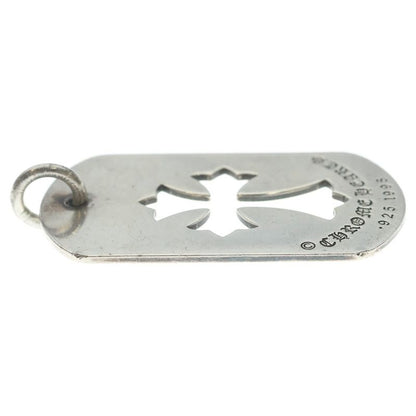 Chrome Hearts D Tag Lrg CO Crs Cutout Cross Dog Tag Large Pendant Top Silver