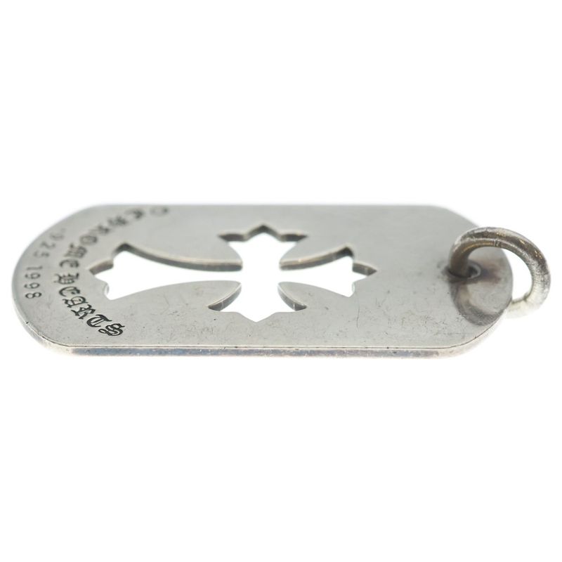 Chrome Hearts D Tag Lrg CO Crs Cutout Cross Dog Tag Large Pendant Top Silver