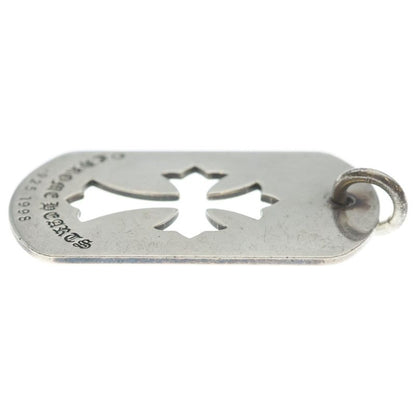 Chrome Hearts D Tag Lrg CO Crs Cutout Cross Dog Tag Large Pendant Top Silver