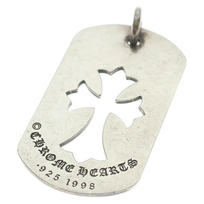 Chrome Hearts D Tag Lrg CO Crs Cutout Cross Dog Tag Large Pendant Top Silver