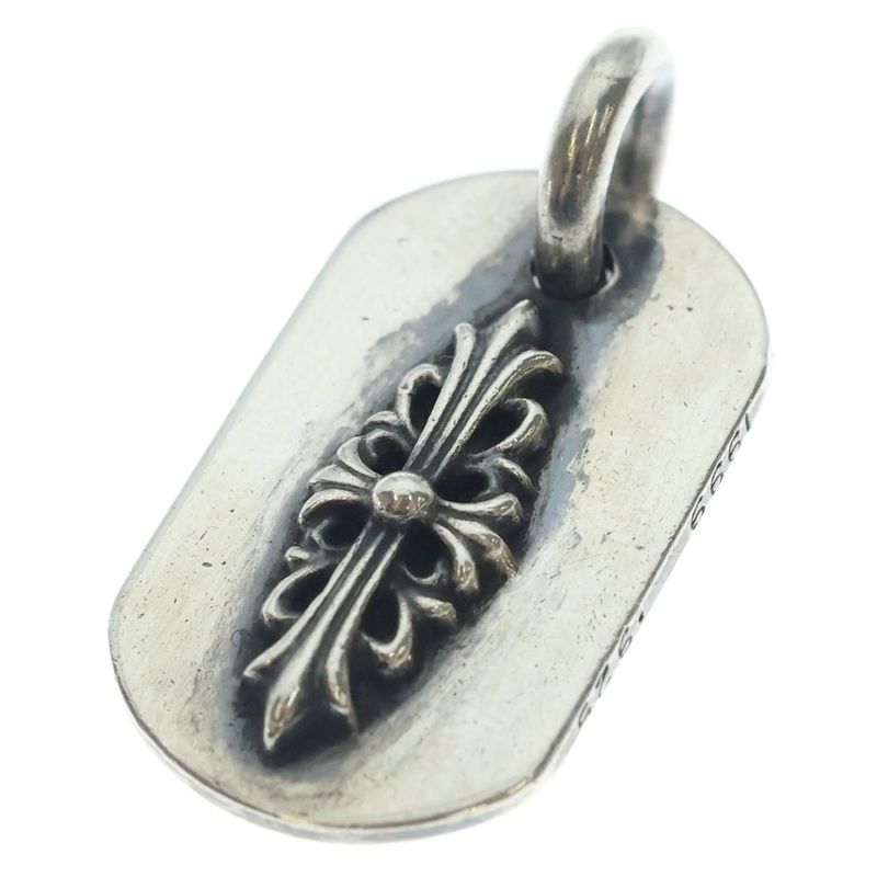 Chrome Hearts Raised Dogtag Dog Tag Charm Silver Necklace Top