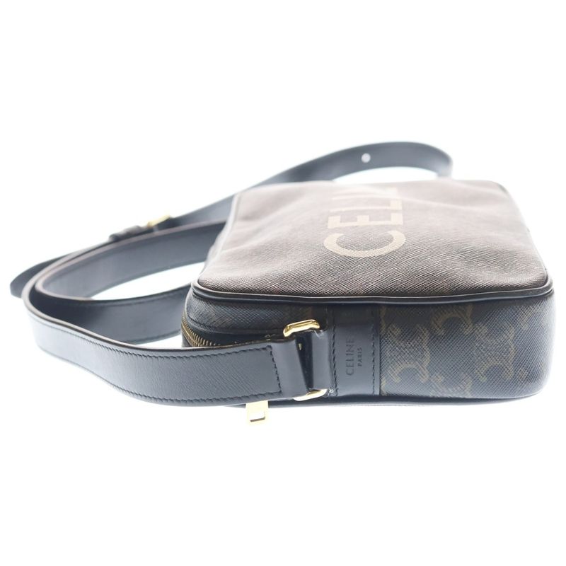 Celine Logo Print Messenger Bag Triomphe Canvas Brown