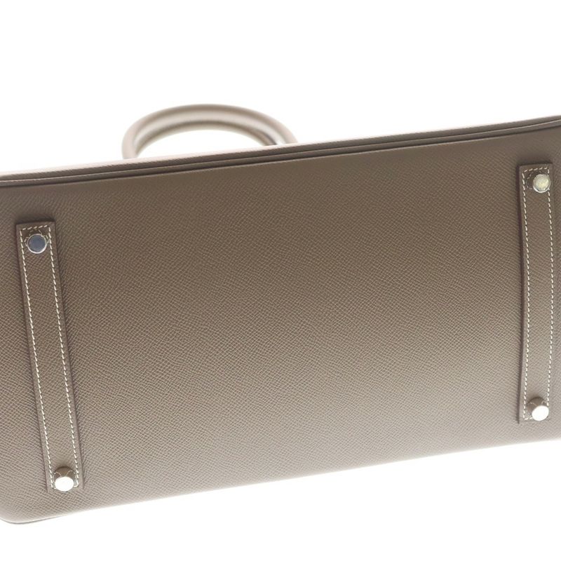 Hermes Birkin 35 Etoupe Epsom Handbag Silver
