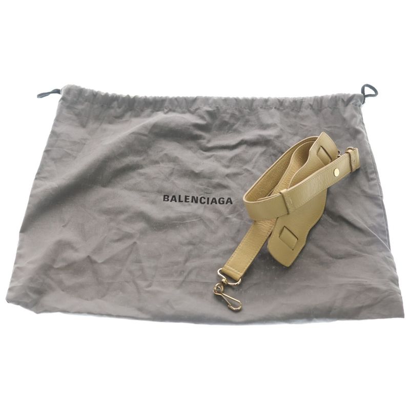 Balenciaga le City Small 2-Way Shoulder Bag Beige Leather Gold