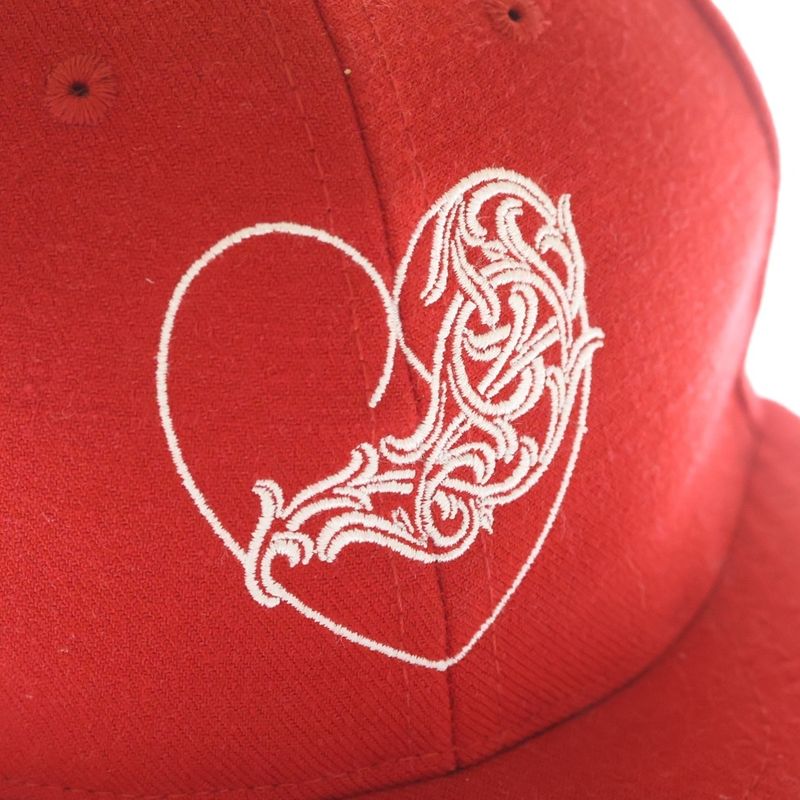 Chrome Hearts CH Hat Heart Logo Embroidered Baseball Cap Hat Red