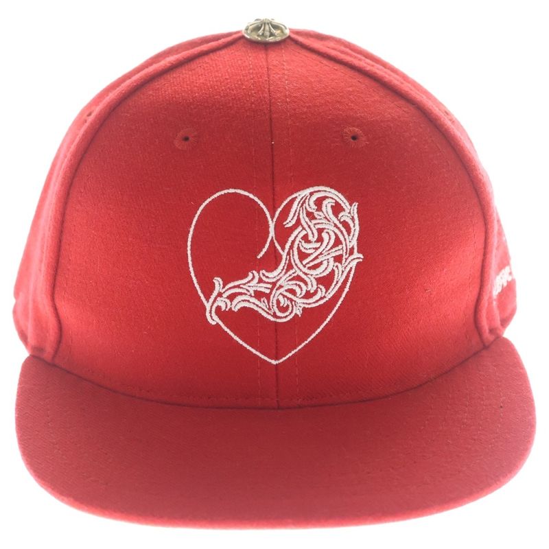 Chrome Hearts CH Hat Heart Logo Embroidered Baseball Cap Hat Red