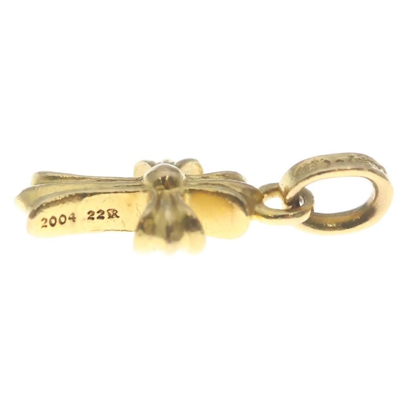 Chrome Hearts 22k Crs Bbyfat P Dia Baby Fat Cross Pave Diamond Pendant Top Gold