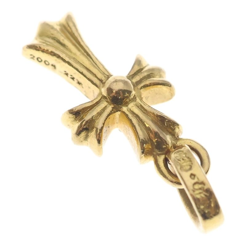 Chrome Hearts 22k Crs Bbyfat P Dia Baby Fat Cross Pave Diamond Pendant Top Gold