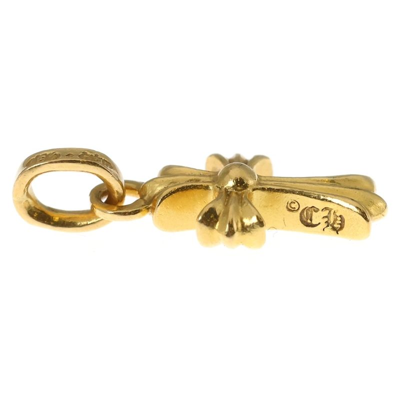 Chrome Hearts 22k Crs Bbyfat P Dia Baby Fat Cross Pave Diamond Pendant Top Gold
