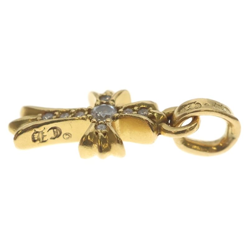 Chrome Hearts 22k Crs Bbyfat P Dia Baby Fat Cross Pave Diamond Pendant Top Gold