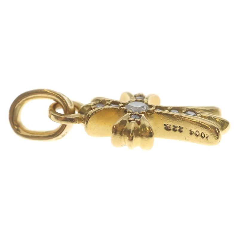 Chrome Hearts 22k Crs Bbyfat P Dia Baby Fat Cross Pave Diamond Pendant Top Gold