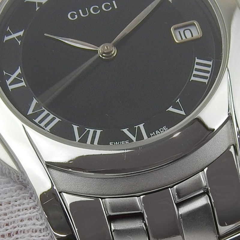Gucci Stainless Steel Quartz Analog Display Boys Black Dial Watch