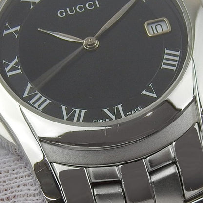 Gucci Stainless Steel Quartz Analog Display Boys Black Dial Watch