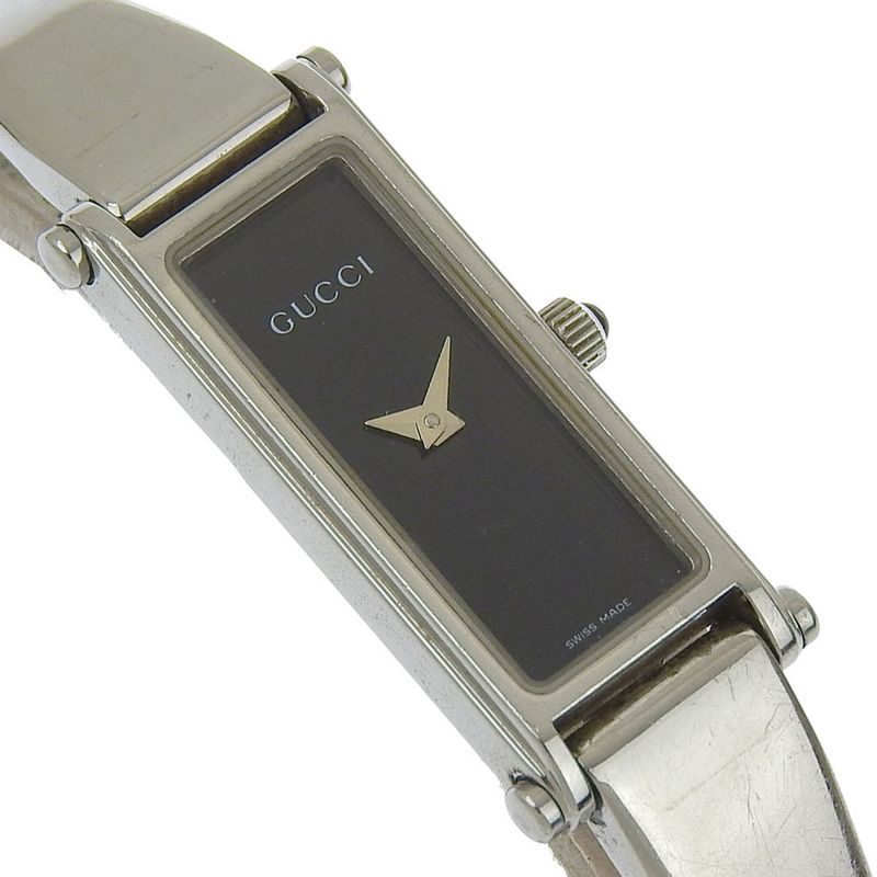 Gucci Stainless Steel Quartz Analog Display Black Dial Watch