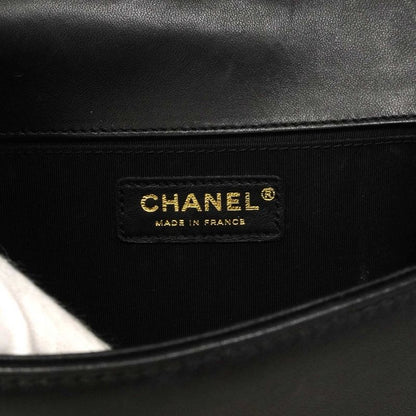 Chanel Shoulder Bag Boy Lambskin Black Gold