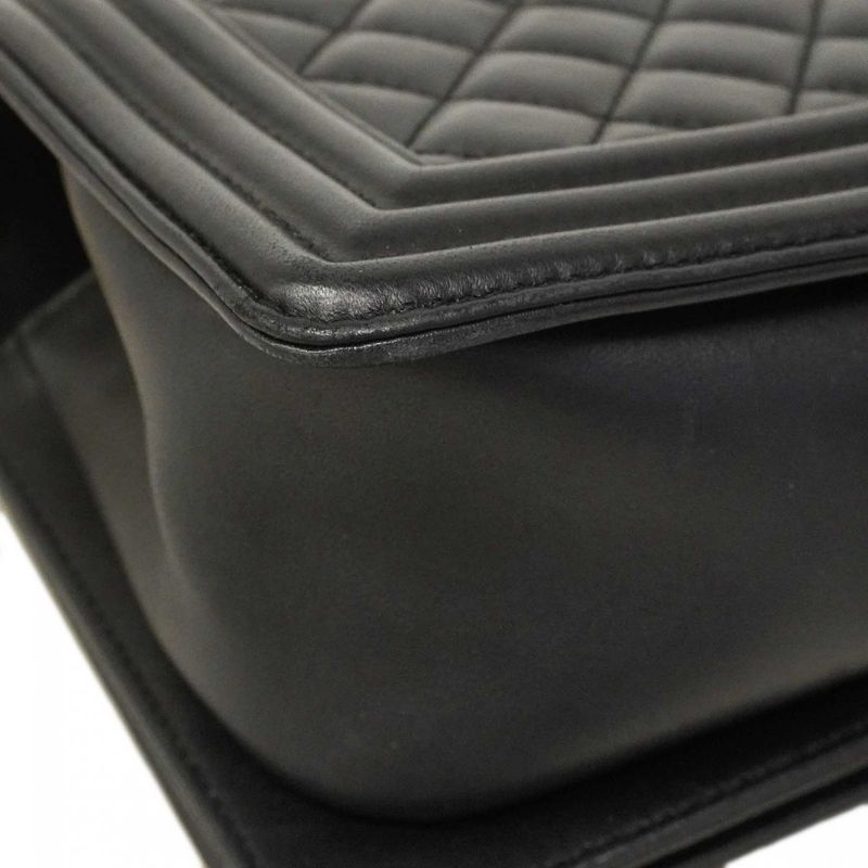 Chanel Shoulder Bag Boy Lambskin Black Gold
