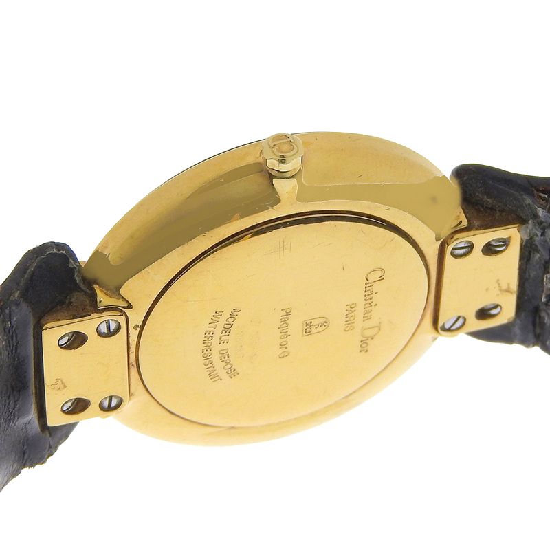 Dior Bakira 47 Stainless Steel Leather Quartz Analog Display Black Dial Watch