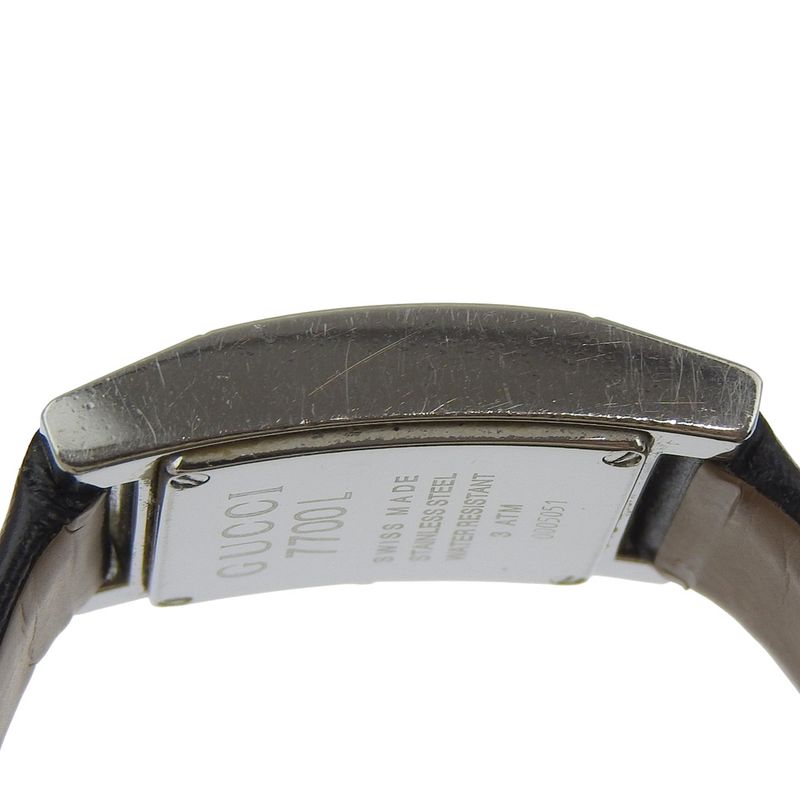 Gucci Stainless Steel Leather Quartz Analog Display Black Dial Watch