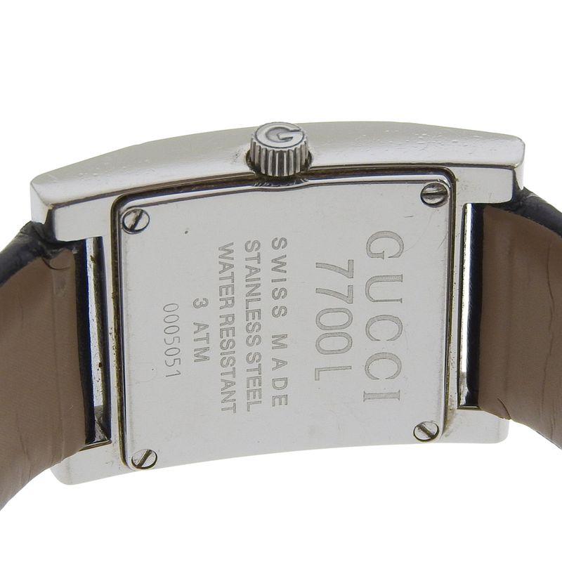 Gucci Stainless Steel Leather Quartz Analog Display Black Dial Watch