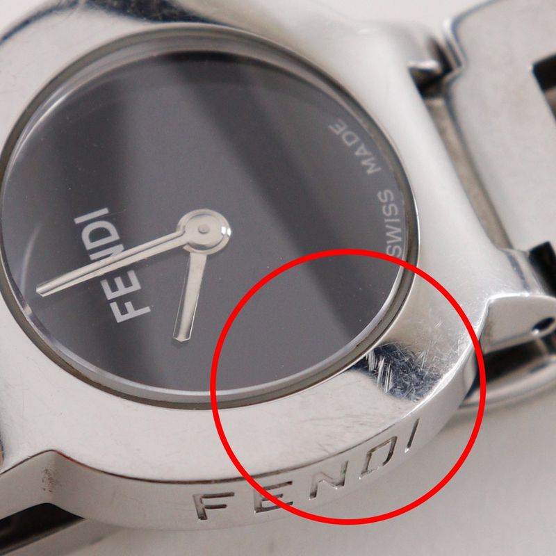 Fendi Orologi Stainless Steel Quartz Analog Display Black Dial Watch